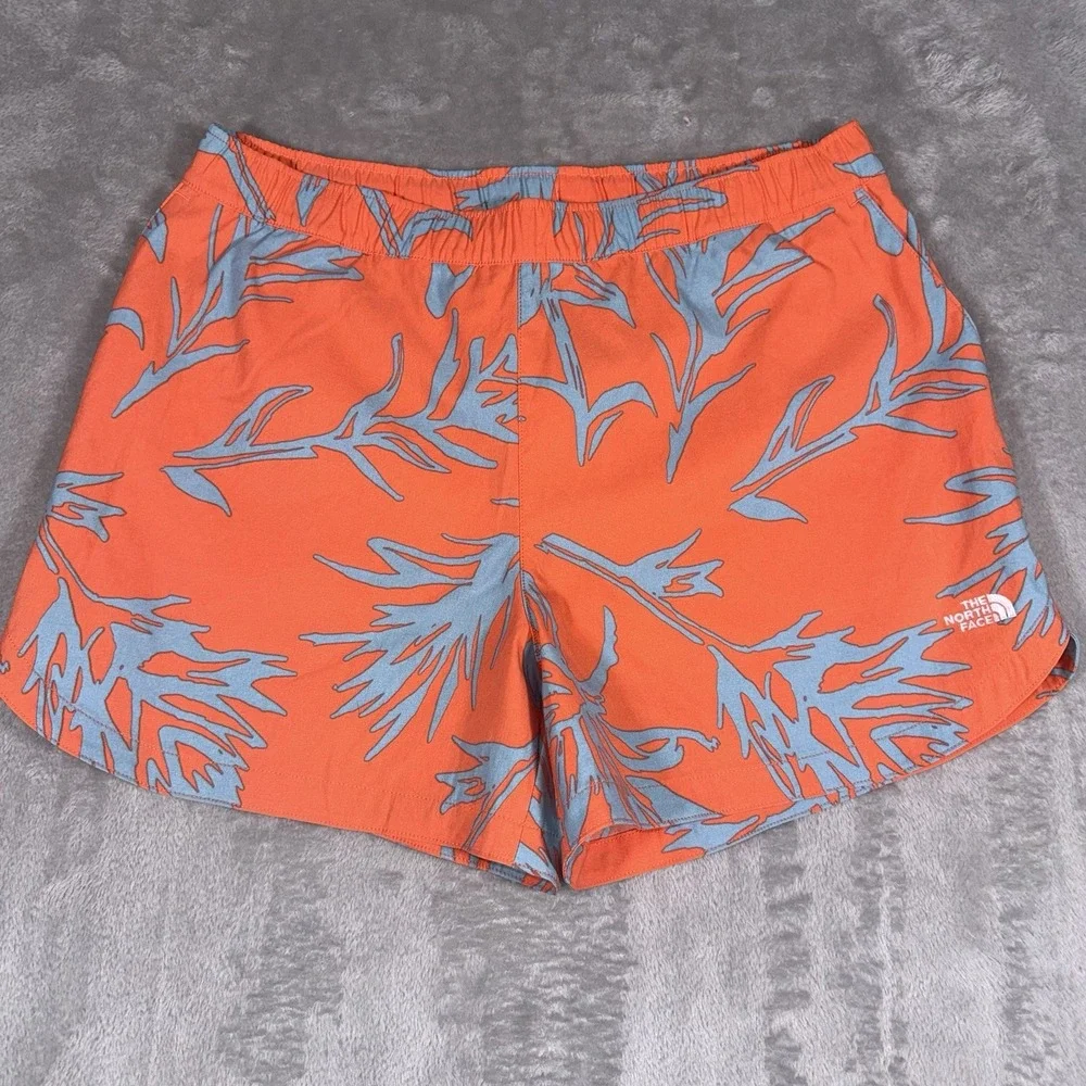 The North Face Orange‎ & Blue Leaf Boardshorts Water Shorts Women's NWT Large